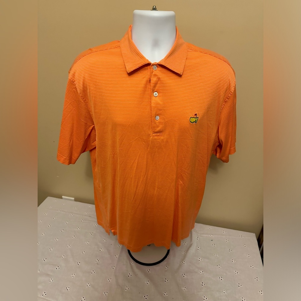 Augusta National Masters Polo 100% Pima Cotton Med. Orange/white stripe